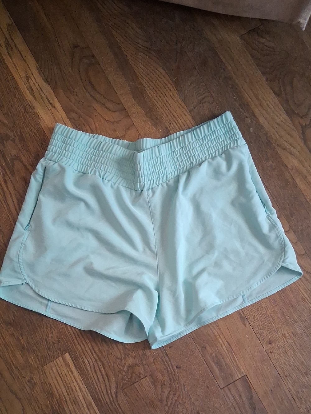 Women's Light Aqua Athletic Shorts with Elastic Waist